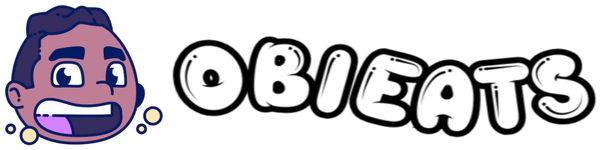 Logo for obi eats, a cartoonified Obi next to lettering that reads Obi Eats